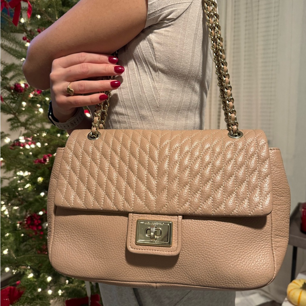 Karl Lagerfeld Tan Quilted Shoulder Bag